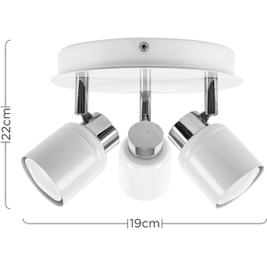 Benton Spotlight 3 Way White Bathroom Ceiling Bar Spotlight - White by ValueLights
