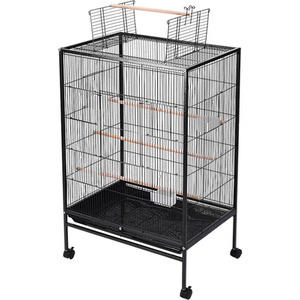 Movable Open-Style Rectangular Bird Cage with Tray Base - Black / 45cm by Livingandhome