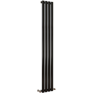 Vertical Oval Column Radiator Central Heating Rad 1600x236mm Single Black - Black by AicaBathroom
