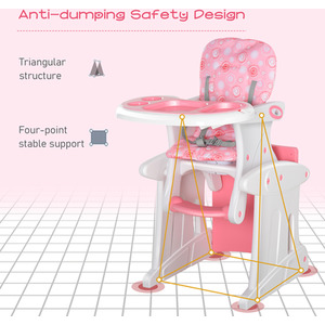 2-in-1 Convertible Baby High Chair Booster Seat - Pink by HOMCOM