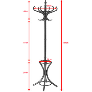 Costway Free Standing Coat Rack Solid Wood Coat Tree - Black by Costway
