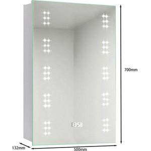 LED Bathroom Mirror Cabinet with Demister Pad - Silver by Livingandhome