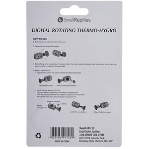 Swell Reptiles Digital Rotating Thermo-Hygro - Black by Swell Reptiles