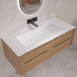 Barcelona Matt Stone Double Vanity Sink - White by Fino Stone