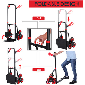 DURHAND 6 Wheels Foldable Load Cart - Black & Red by DURHAND