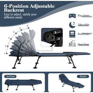 6-Position Adjustable Folding Camping Cot - Blue by Costway