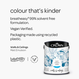 Crown Premium Matt Emulsion Pure Brilliant White 5L - Pure Brilliant White by Crown Paints