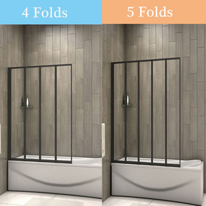 Black Framed Folding Bath Screen by AicaBathroom