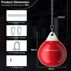 18 Inch Water Punching Bag - Red by Costway