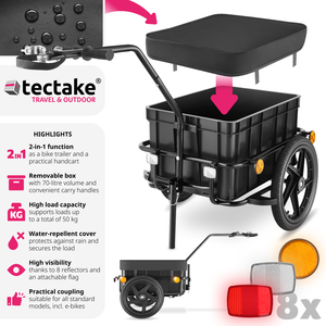 Bicycle Trailer Cargoxpress - Multifunctional Hand Cart, 50kg Load Capacity - Black by tectake
