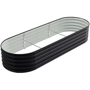 Oval Metal Raised Garden Bed - Anthracite / 240cm / 42cm by Garden Sanctuary
