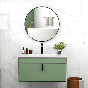 HOMCOM Round Bathroom Wall Mirror for Home Bedroom Washroom - Black by HOMCOM