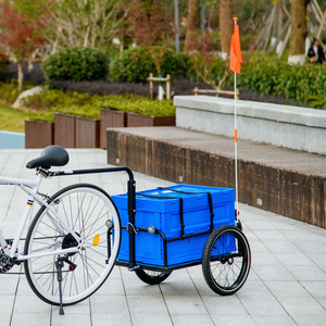 HOMCOM Bike Cargo Trailer with 65L Foldable Storage Box and Reflectors, Blue - Blue by HOMCOM