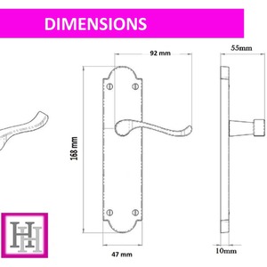 Ashford Door Handle Latch Scroll Lever - Black Nickel - Black by Betley Butterfly
