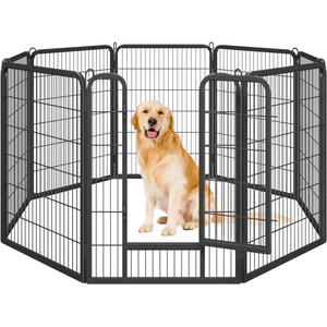 Heavy Duty 8 Panel Dog Playpen for Outdoor Indoor - Black / 100cm by Yaheetech