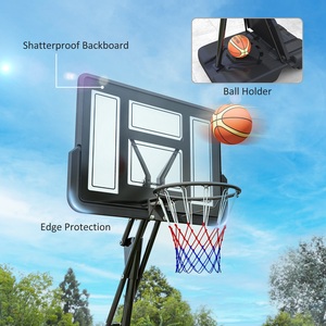 2.45-3.05m Adjustable Basketball Hoop and Stand with Wheels - Black by SPORTNOW