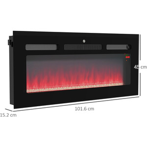 HOMCOM Recessed and Wall Mounted Electric Fireplace with Remote - Black by HOMCOM