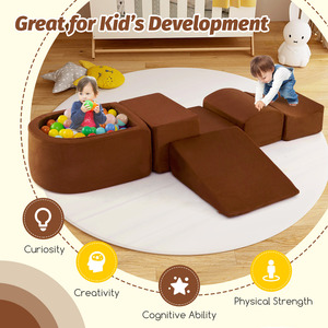5-Piece Kids Soft Climbing Blocks - Brown by Costway
