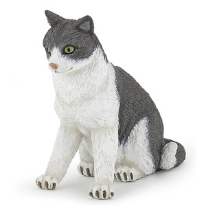 PAPO Dog and Cat Companions Sitting Down Cat Toy Figure - Grey by PAPO