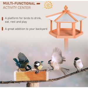 Bird Stand Feeder Table Feeding Station - Natural by Pawhut