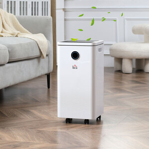 HOMCOM Portable Dehumidifier with WiFi Smart App Control for Home Laundry - White, Black by HOMCOM