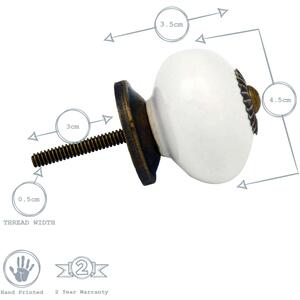 Round Ceramic Cabinet Knobs Pack of 6 White - White by Nicola Spring