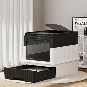 Fully Enclosed UV Sterilization Cat Litter Box - Black by Livingandhome