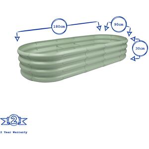 Rounded Galvanised Steel Raised Garden Bed - 180cm x 90cm - 2pc - Black by Harbour Housewares