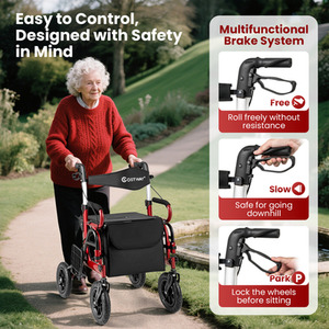 2-in-1 Foldable Rolling Walker Wheelchair Combo by Costway