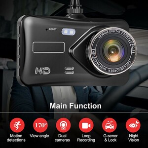 Dual Lens Dash Cam - Black