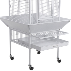 Rolling Metal Bird Cage with Playtop - White by Yaheetech