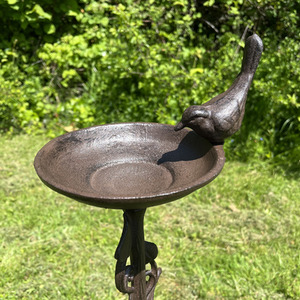 Ornate Cast Iron Bird Bath Ground Stake - Bronze by Selections