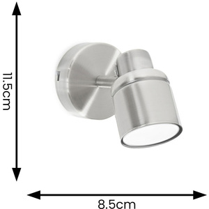 Benton IP44 Bathroom Spotlight Adjustable Wall Light and Warm LED Bulb - Silver by ValueLights