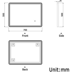 Bathroom Mirror with LED Lights, Black Frame, Rectangle by AicaBathroom
