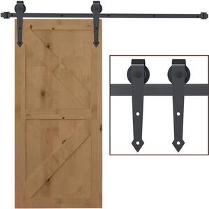 HOMCOM Sliding Barn Wood Door Kits - Brown by HOMCOM