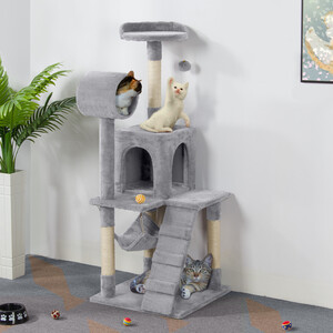 Cat Tree with Sisal Scratching Post - Light Grey by Yaheetech