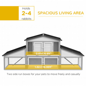 Small Animal Cage with Run, Tray, Ramp D51-093V01LG - Light Grey by PawHut