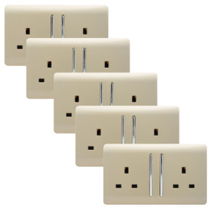 2 Gang 13Amp Long Rocker Double Socket - Gold / 5 by Trendiswitch