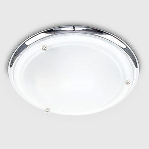Modern IP44 Silver Chrome And Glass Flush Bathroom Ceiling Light - Silver by ValueLights