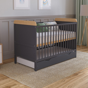 Levi Cot Bed With Drawer And Mattress - Anthracite/Pine by Love For Sleep