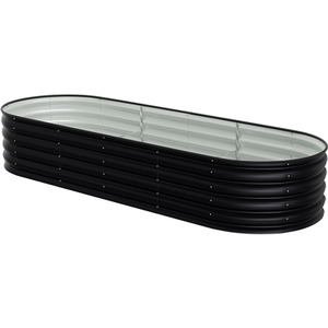 Oval Metal Raised Garden Bed - Anthracite / 240cm / 42cm by Garden Sanctuary