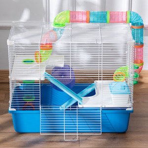 PawHut Large Hamster Cage Three-Level with Tubes Tunnel - Blue by PawHut