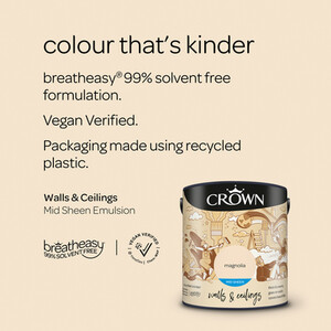 Crown Walls and Ceilings Mid Sheen Emulsion - Magnolia / 2.5l by Crown Paints
