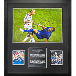 Marco Materazzi Signed and Framed Italy Photo - Blue by Allstarsignings
