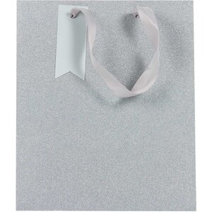 Pack of 3 Silver Glimmer Medium Gift Bags - Silver