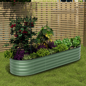 Silver Galvanized Steel Oval Raised Garden Bed by Livingandhome