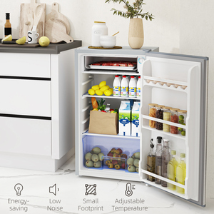 HOMCOM 91 Litre Freestanding Under Counter Fridge Lockable - Silver by HOMCOM