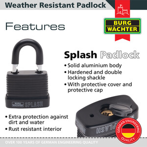 Splash Padlock 40mm - Black by Burg-Wachter