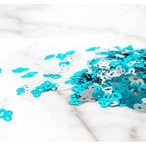 80th Birthday Confetti - Blue & Silver by Shatchi