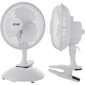6 Inch 2 in 1 Clip On and Desk Fan - white by AMOS